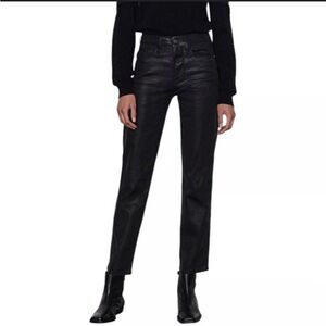 Frame Denim Black Coated Jeans- Sylvia slender straight